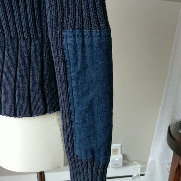 Vintage mid 80s Polo Jeans Co navy sweater with elbow and shoulder pads - Picture 4 of 6